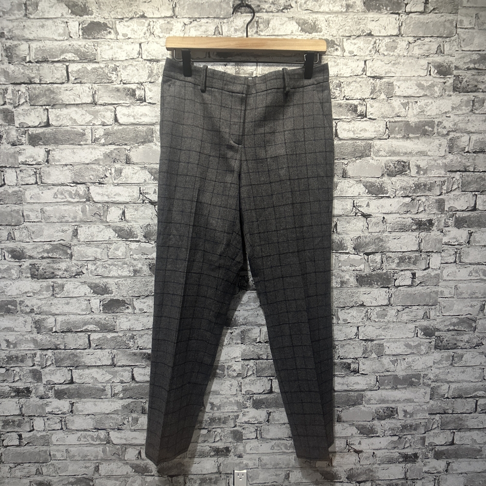 EUC Theory Women's Wool Charcoal Checkered Dress Pants Size 6